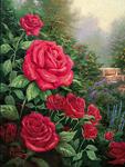 unknow artist Red Roses in Garden Sweden oil painting art
